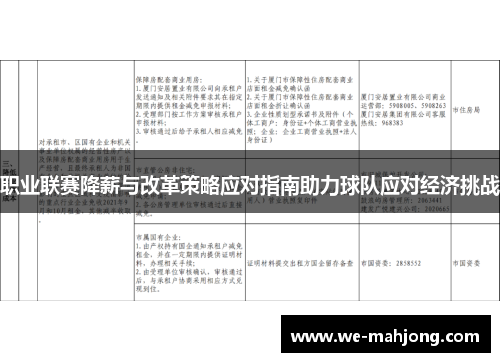 职业联赛降薪与改革策略应对指南助力球队应对经济挑战 职业联赛降薪与改革策略应对指南助力球队应对经济挑战