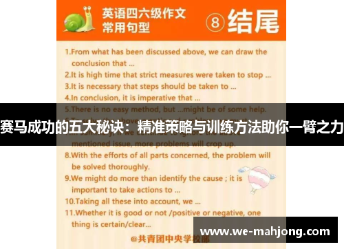 赛马成功的五大秘诀：精准策略与训练方法助你一臂之力
